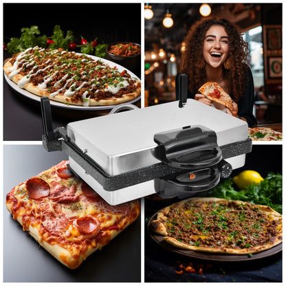Neudorf Lahmacun Makinesi Multigrill 2000W mit Kasserolle | Elektro Kontaktgrill, Toaster & Kochset mit Antihaftbeschichtung