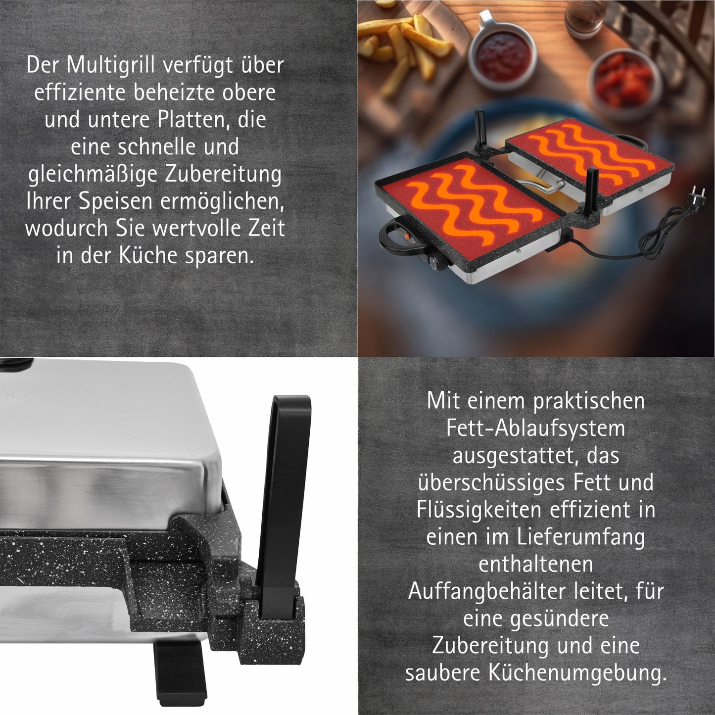 Neudorf Lahmacun Makinesi Multigrill 2000W mit Kasserolle | Elektro Kontaktgrill, Toaster & Kochset mit Antihaftbeschichtung